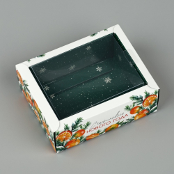 Изображение Коробка складная с пластиковой крышкой «Счастливого Нового года», 11.5×9×4 см